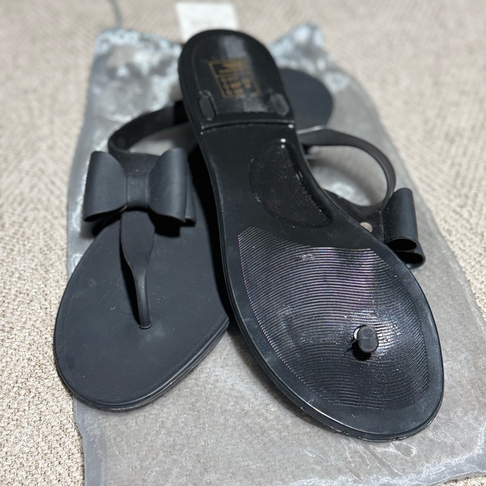 Elegant Black Bow Sandals